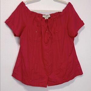Mojito On/Off-Shoulder Blouse in Vibrant Red Size 2X PTP 23” NWT